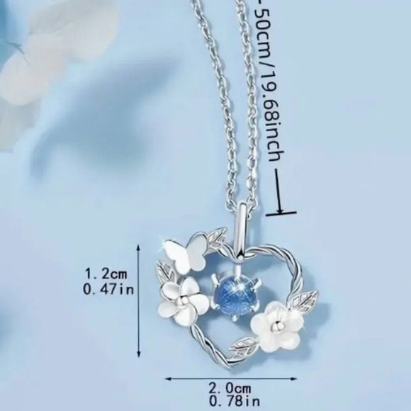Elegant Heart Pendant Necklace with Floral Detail | Trendy Gift for Young Girls - Picture 2 of 8